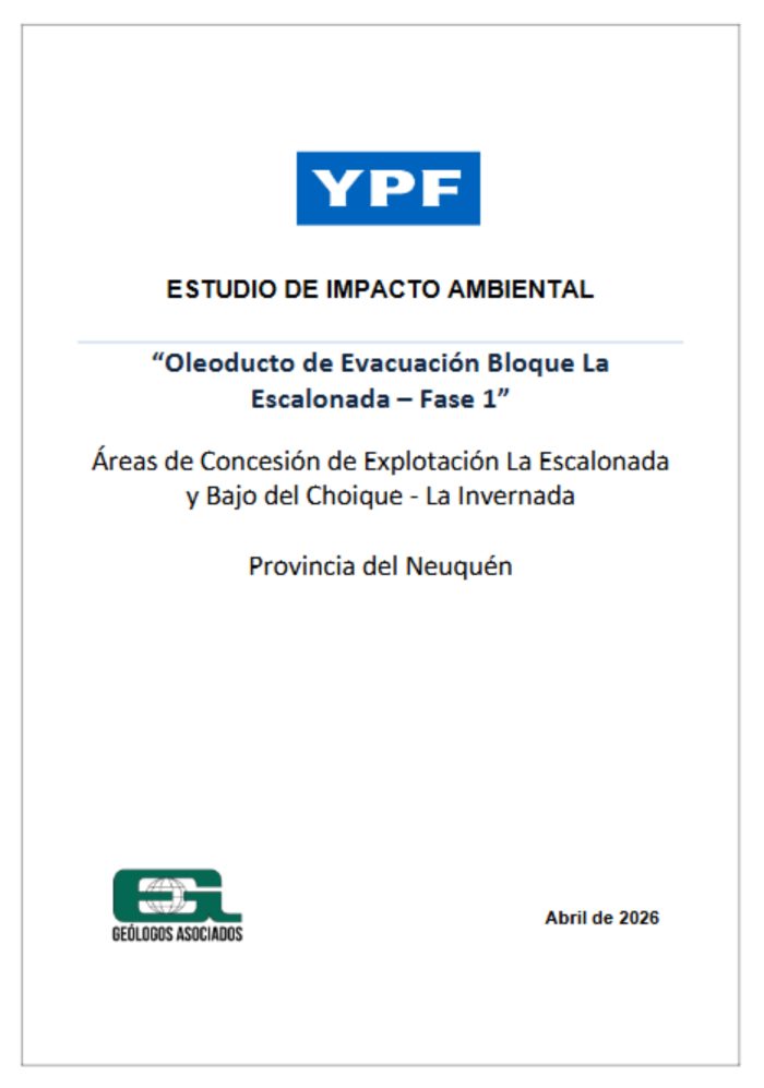 Audiencia pública virtual – Estudio de impacto ambiental “Oleoducto de evacuación bloque La Escalonada – Fase 1”. YPF S.A